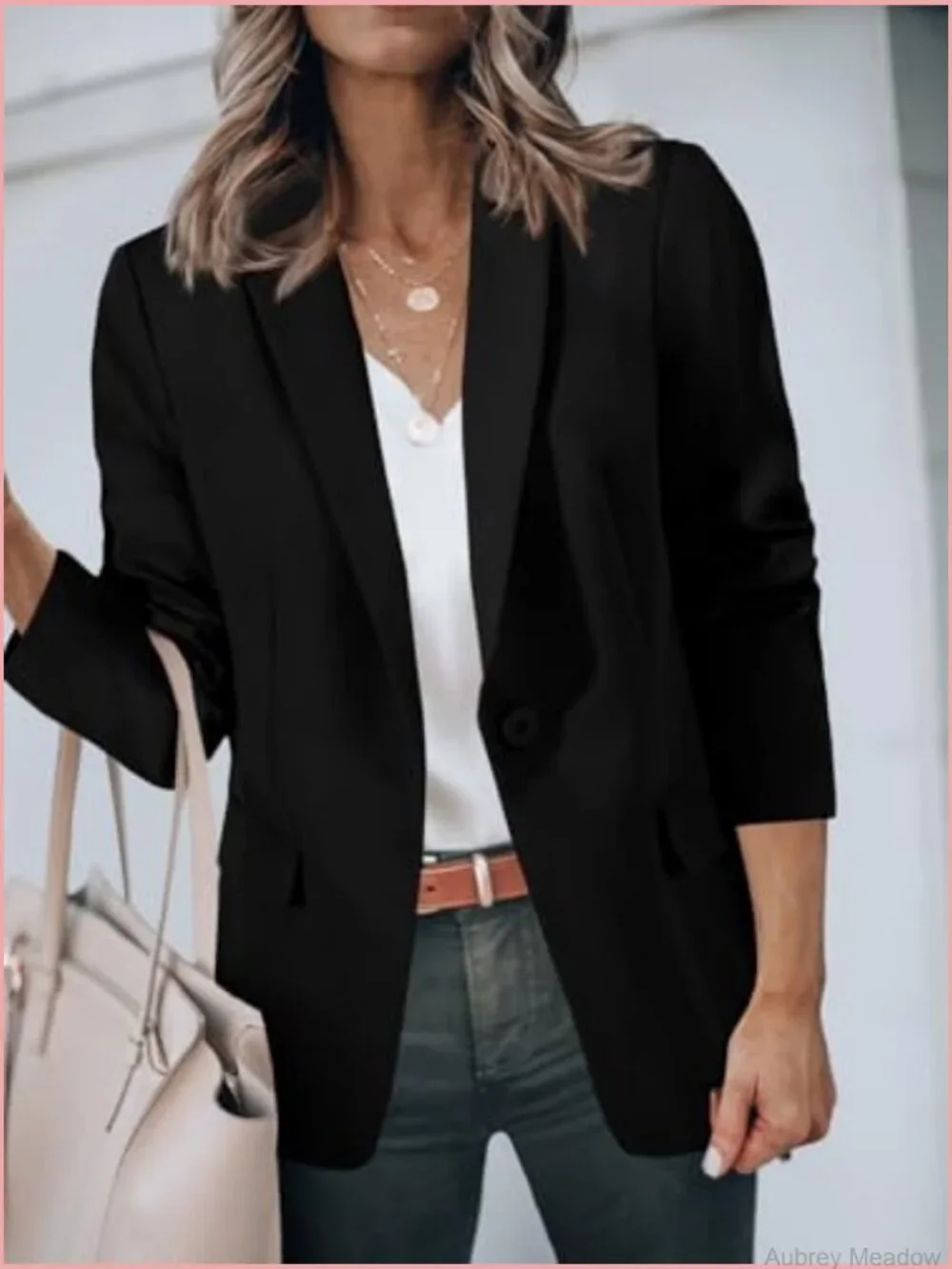 Women's Casual Blazer Open Front Long Sleeve Office Suit Jacket